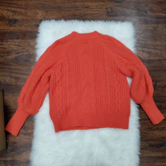 Loavies Cable Knit Born To Love Preppy Oversized Sweater Orange Women's Small - Picture 14 of 16